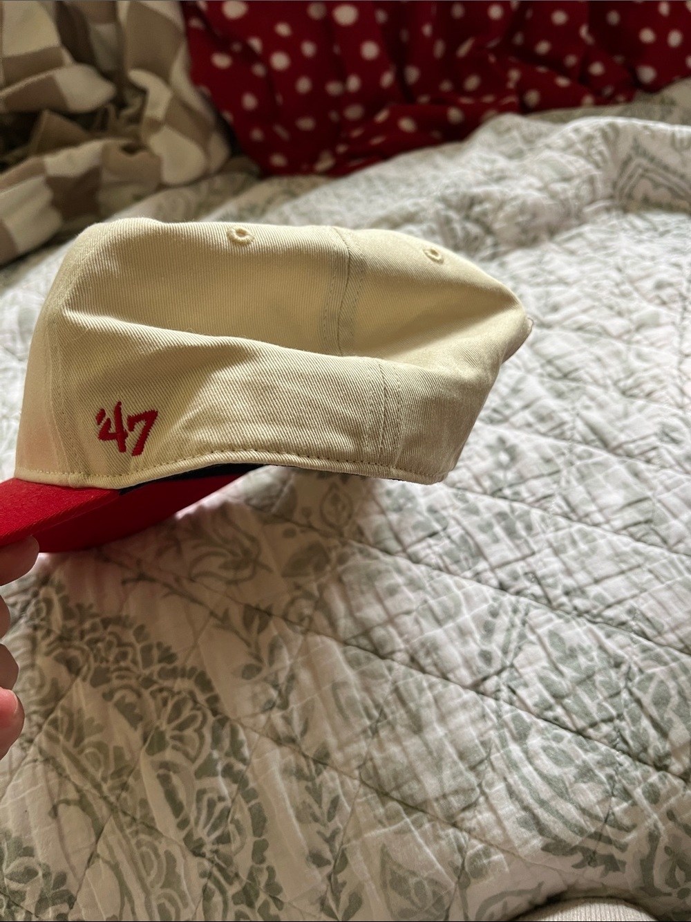 '47 Two-Tone Cream and Red Cap - Picture 2 of 4